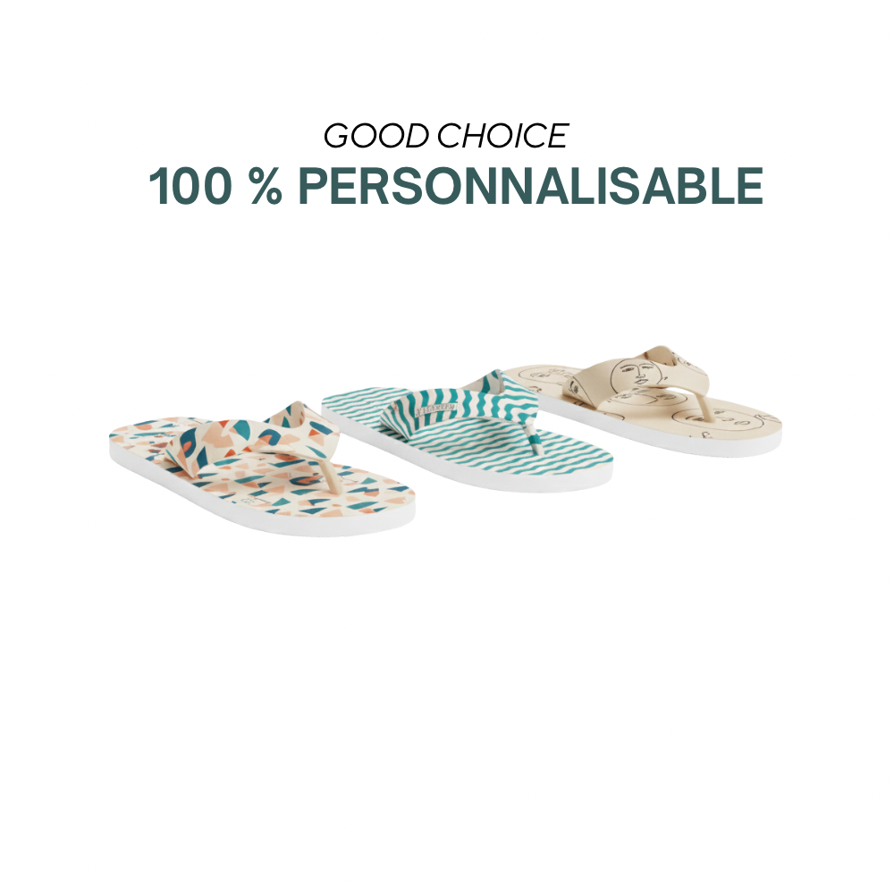 Font-Romeu | Tongs simple épaisseur avec votre logo estampillé ou imprimé sur la semelle.