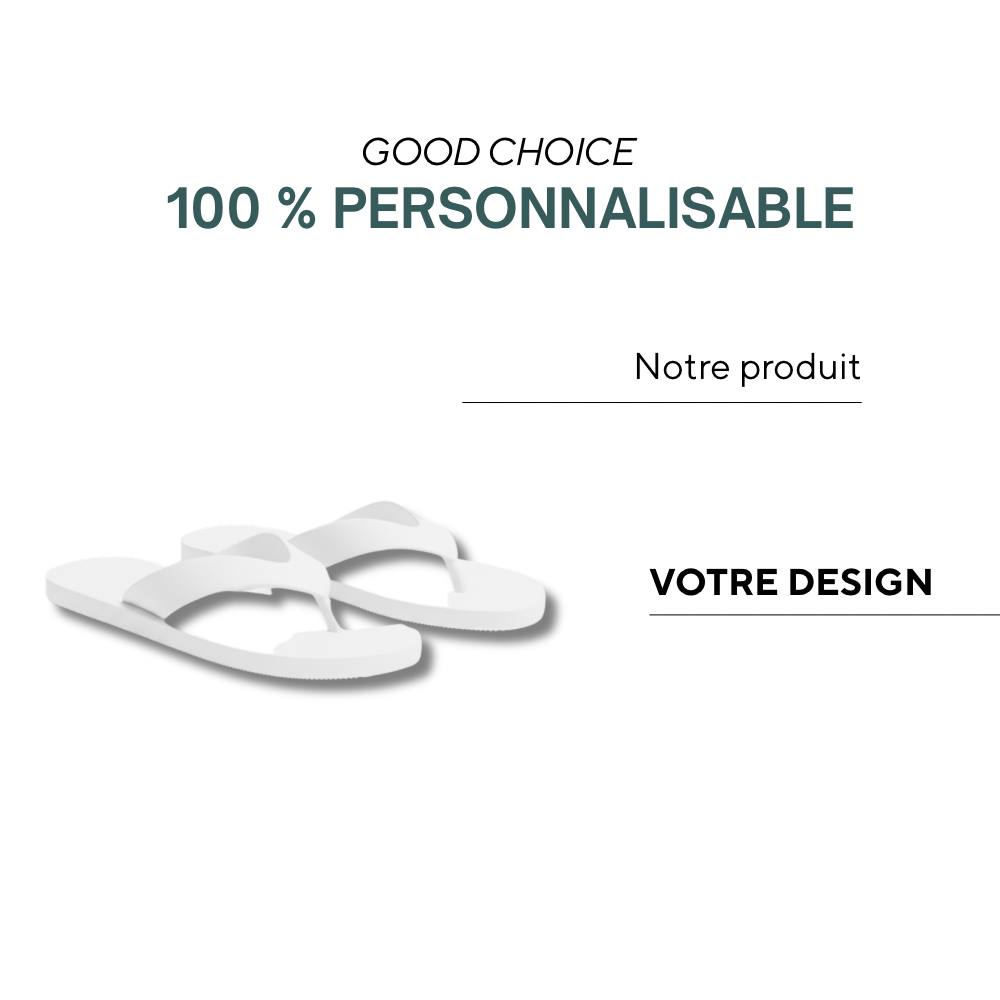 Font-Romeu | Tongs simple épaisseur avec votre logo estampillé ou imprimé sur la semelle.