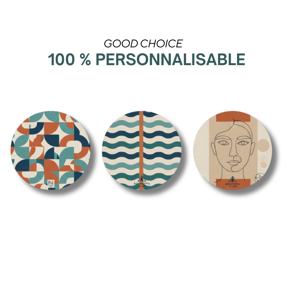 Curitiba | Sous-verre en liège de forme ronde avec votre logo imprimé