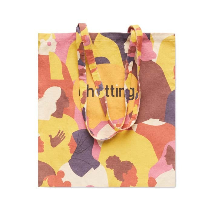 Orange | Sac coton avec anses longues (38x42cm).