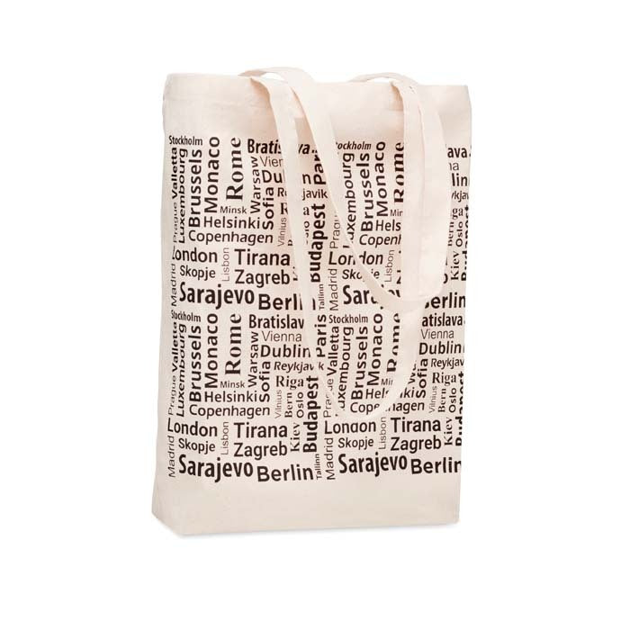 Carcassonne | Sac en coton recyclé de pré-consommation avec 10cm de fond et anses longues (38x10x42cm).