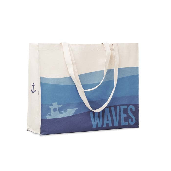 Évreux | Sac en coton recyclé de pré-consommation avec soufflets et anses longues (50x15x40cm).