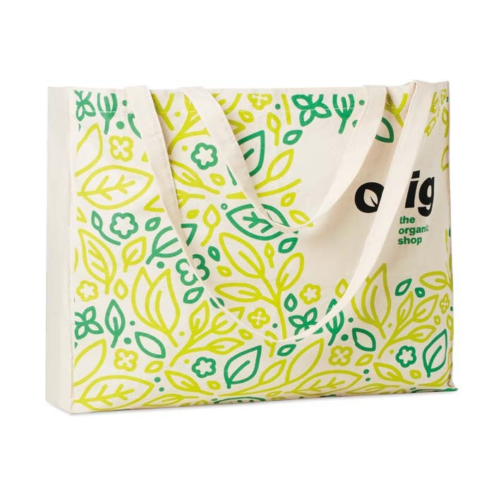 Évreux | Sac en coton recyclé de pré-consommation avec soufflets et anses longues (50x15x40cm).