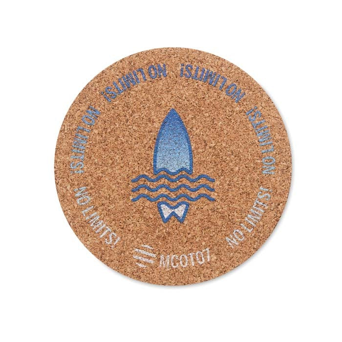 Curitiba | Sous-verre en liège de forme ronde avec votre logo imprimé