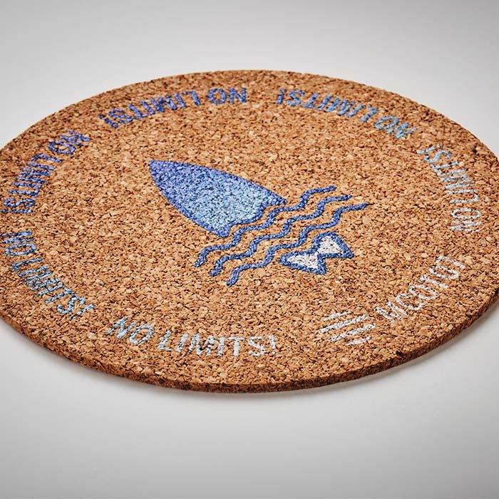 Curitiba | Sous-verre en liège de forme ronde avec votre logo imprimé