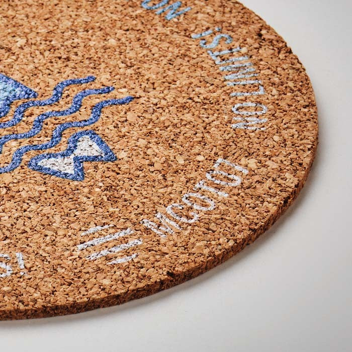 Curitiba | Sous-verre en liège de forme ronde avec votre logo imprimé