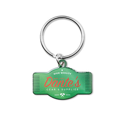 Belfort | Porte-clés en acier inoxydable de forme personnalisée avec doming en quadrichromie