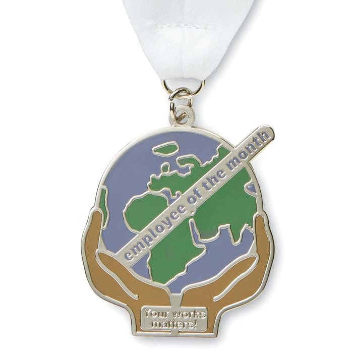 Montluçon | Médaille en alliage de zinc avec motif en émail dur. Rubans cousus en V.