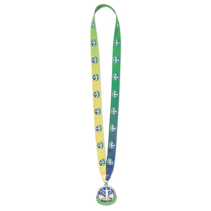 Vierzon | Médaille en fer avec motif en émail doux. Rubans cousus en V.