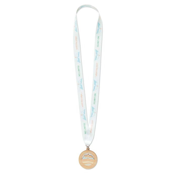 Thiers |  Médaille en bois de forme personnalisée. Ruban cousu en V.