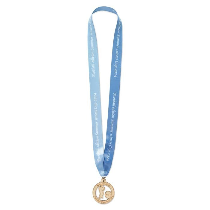 Thiers |  Médaille en bois de forme personnalisée. Ruban cousu en V.