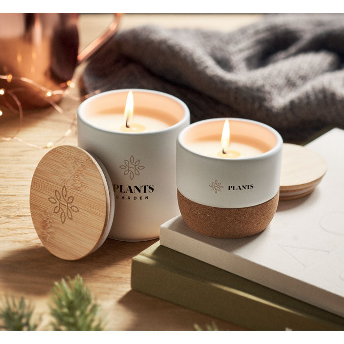 Chicago | Bougie pot en grès avec couvercle en bambou