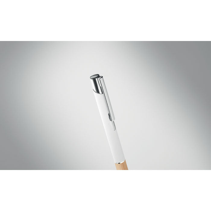 Abidjan | Stylo à bouton poussoir en aluminium avec prise en bambou