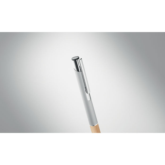 Abidjan | Stylo à bouton poussoir en aluminium avec prise en bambou