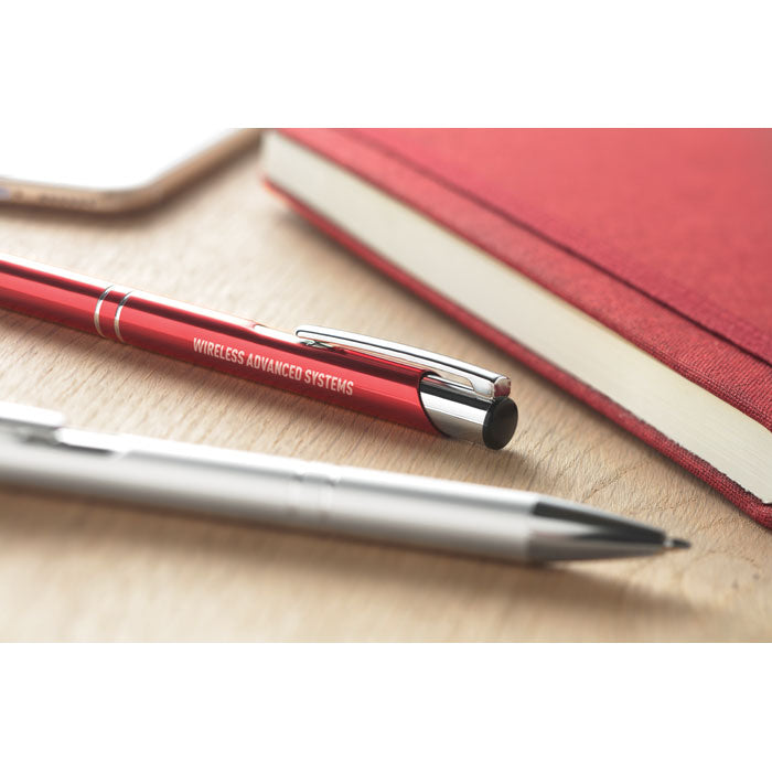 Mexico | Stylo bille rétractable en aluminium. Encre bleue