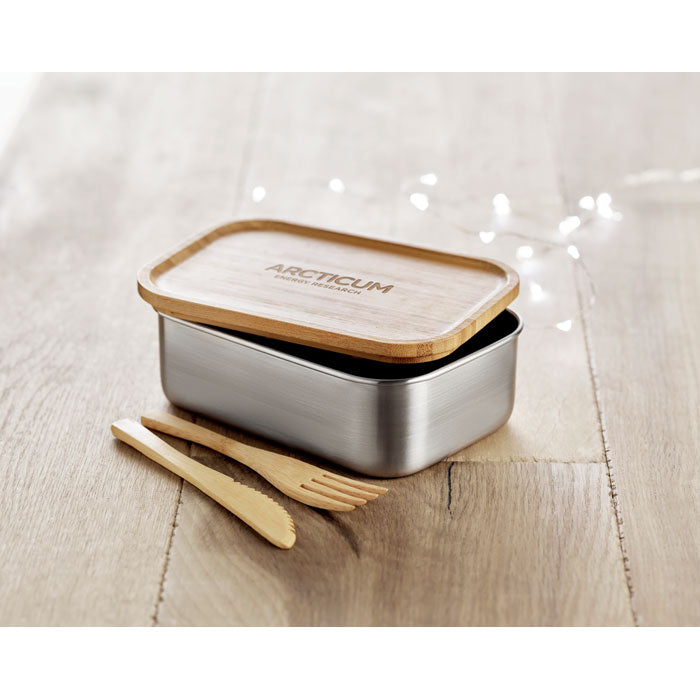 Prague | Lunchbox en acier inoxydable avec couverts pas cher